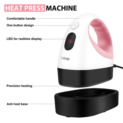 Mini Heat Press, Heat Transfer Machine, Constant Temp Control, Insulated Safety Base, Fits for Crafts, T-Shirt, Hat, Cap, Pillows(White Pink)