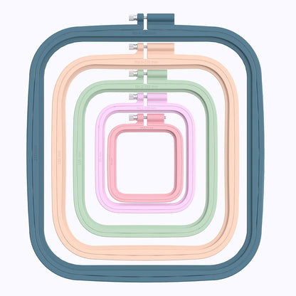 5 Pieces 5 Sizes Square Embroidery Hoops, ABS Plastic Embroidery Hoops for DIY Embroidery Craft