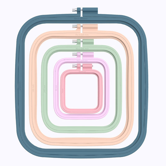 5 Pieces 5 Sizes Square Embroidery Hoops, ABS Plastic Embroidery Hoops for DIY Embroidery Craft