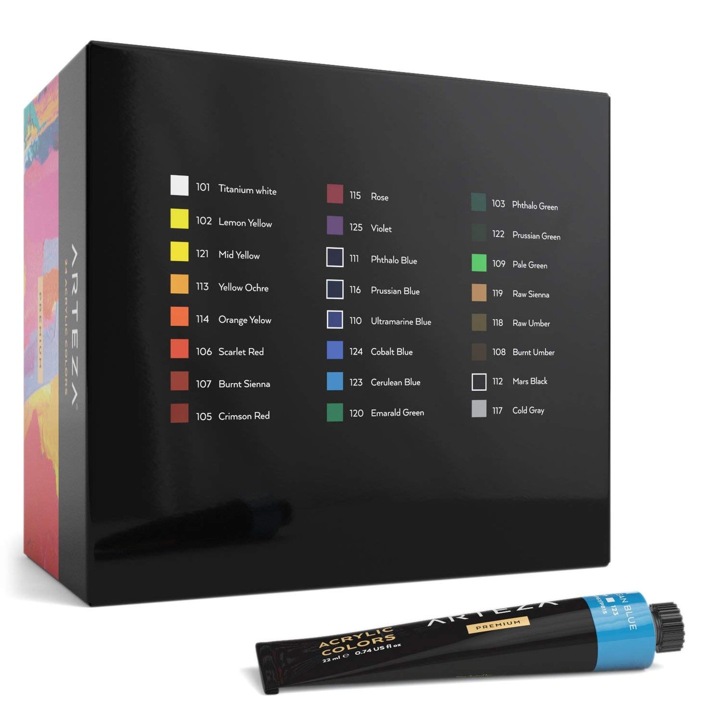 Acrylic Paint Set of 24 Tubes (0.74 oz, 22 ml) Non Toxic Acrylic Artist Paints, Heavy Body Acrylic Paint Art Supplies for Canvas Painting