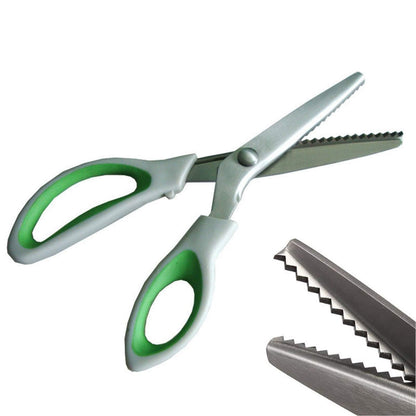Green Pinking Shears Comfort Grips Crafts Zig Zag Cut Sewing Scissors,Professional Handheld Dressmaking