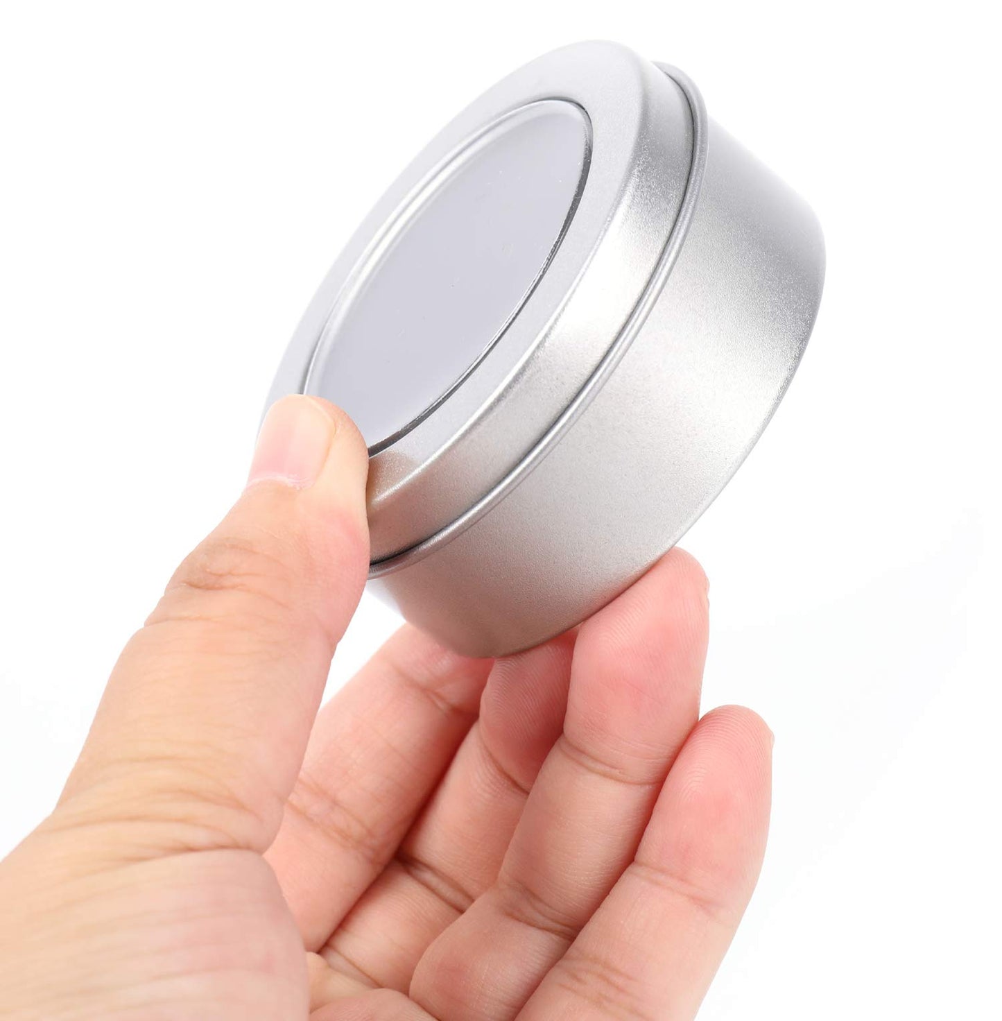 30 Pack 2 Ounce Metal Tin Cans - Round Empty Containers with Clear Top for Candles, Arts & Crafts, Storage in Kitchen & Office Use