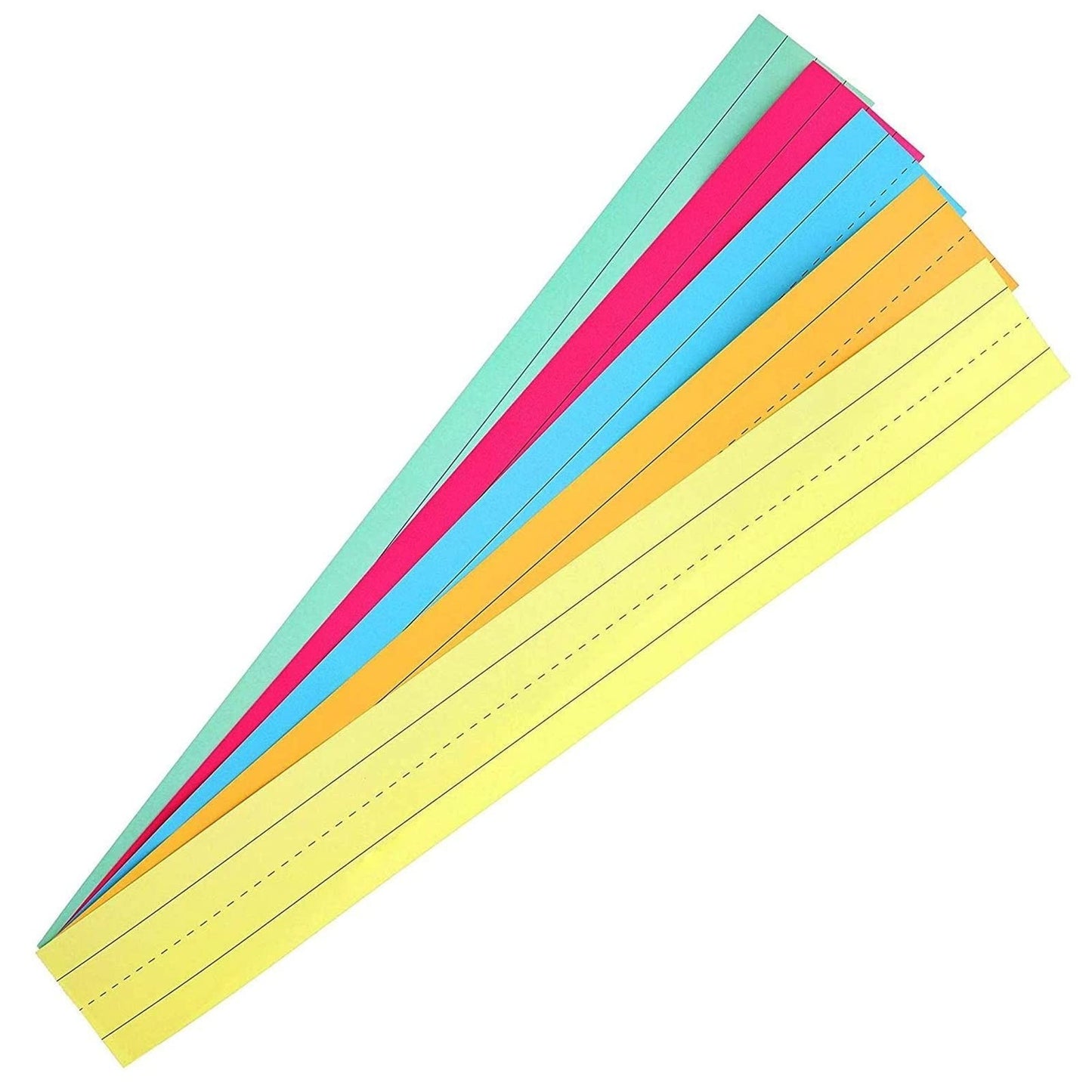 Colored Sentence Strips for Teacher Supplies, Classroom, Lined Paper Borders for Writing Words (5 Colors, 3 x 24 Inch) - 100 Pack