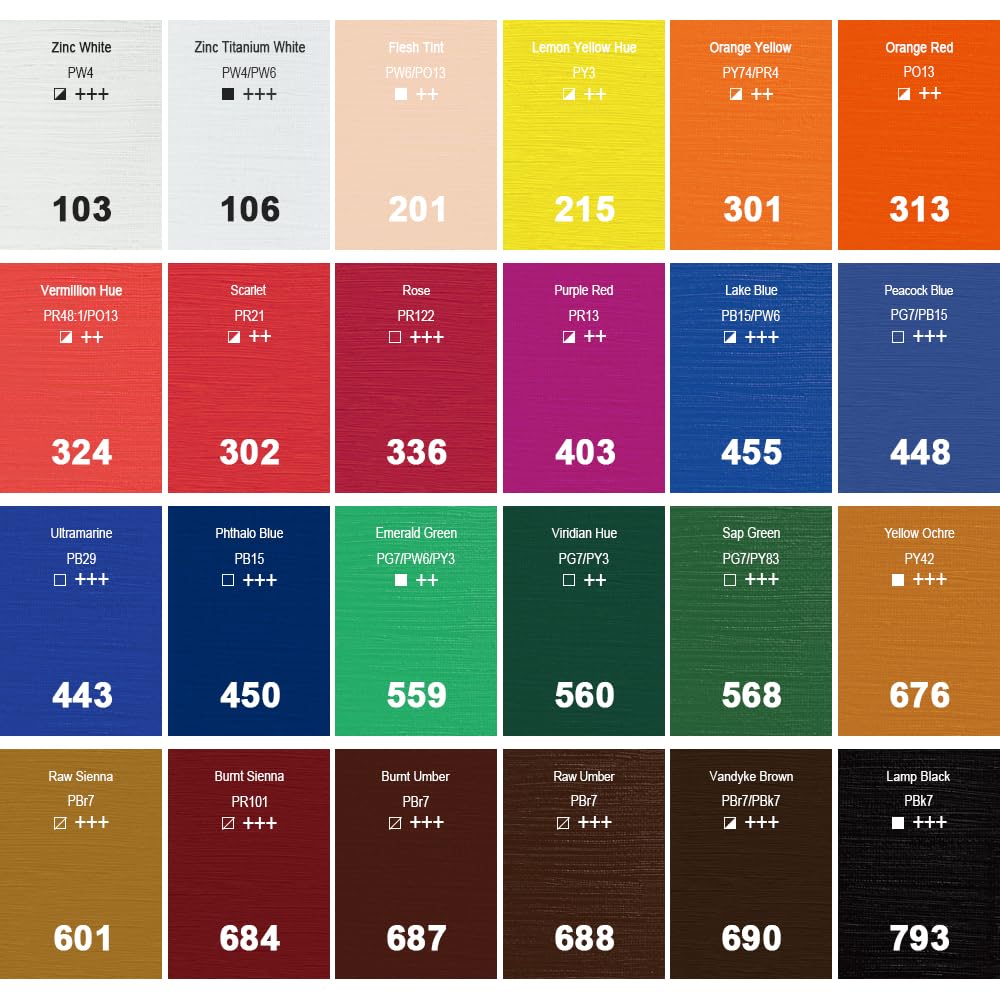 Oil Paint Set, 24x12ml/0.4 Fl Oz Tubes, Non-toxic Oil Based Paints for Canvas Crafts, Great Value Art Supplies for Artists, Adults & Beginners