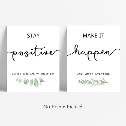 Inspirational Wall Art Office Decor, Motivational UNFRAMED Wall Art Prints for Bedroom,Living Room,Office,Classroom, Set of 4, 8"x10"