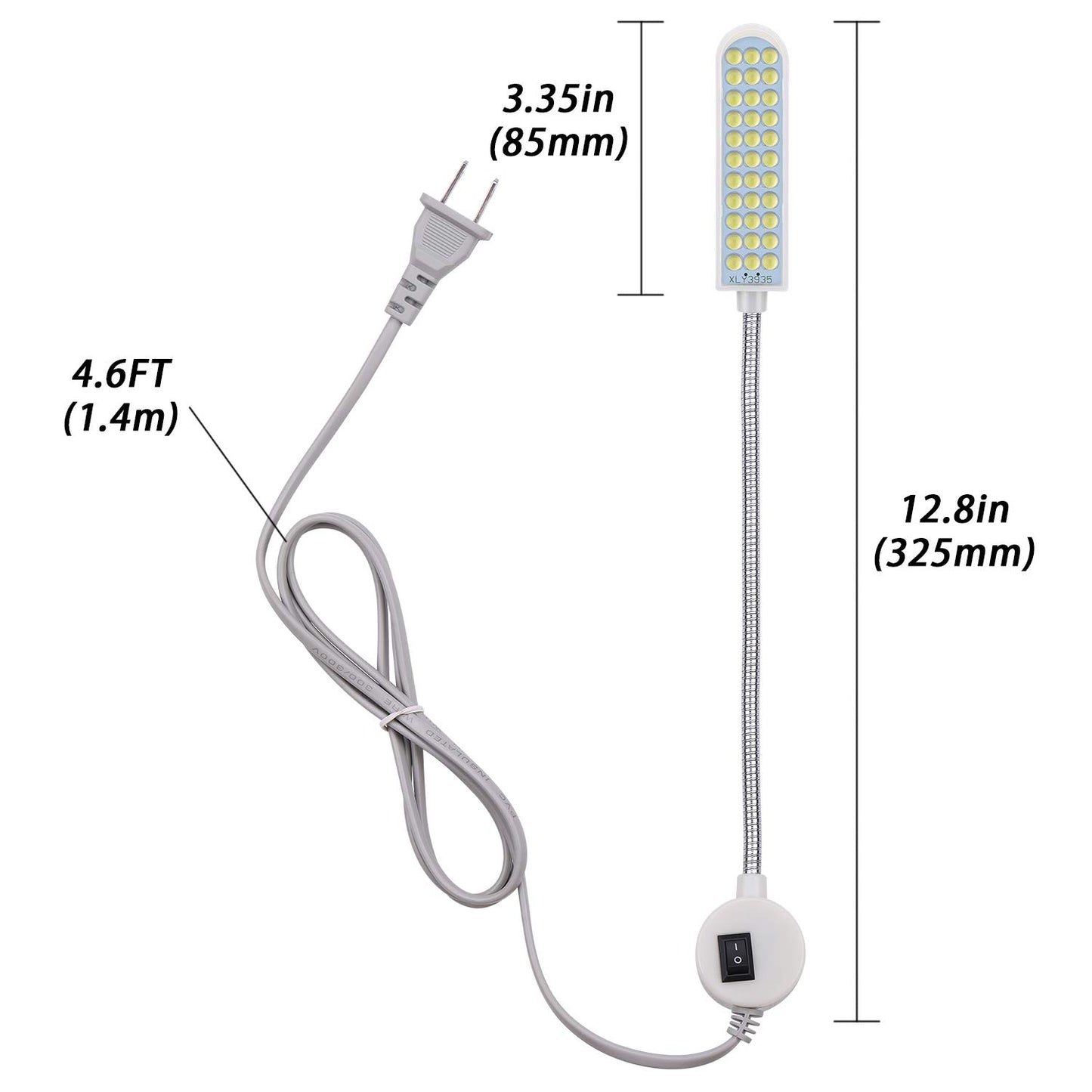 Sewing Machine Light (36LED) Gooseneck Work Light With Magnetic Mounting Base, White Soft Lamp for Lathes, Drill Presses, Workbenches
