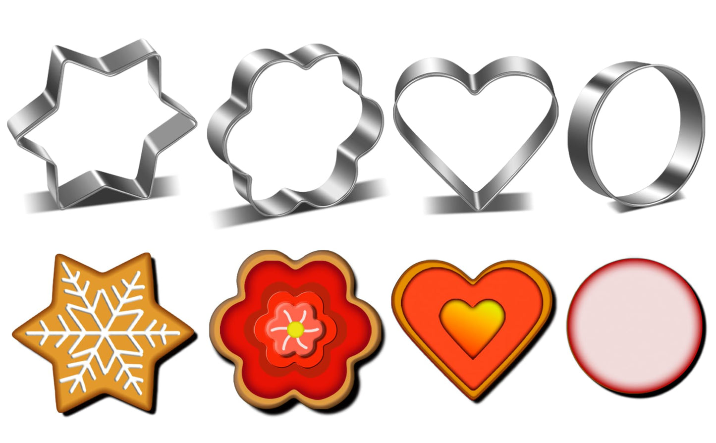 Metal Cookie Cutters Set- Heart, Star, Round, Flower - 12Pcs Cookie Cutters - Heart Star Cookie Cutter Round Small Cutter Flower Cookie Cutter for Baking