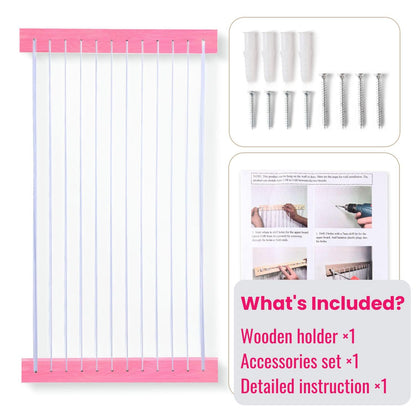 Stuffed Animal Storage Wooden Soft Toy Storage for Kids Room，Wall Mount Door Hanging Stuffed Animal Toy Organizer Shelf for Nursery Play Room Pink -Patent