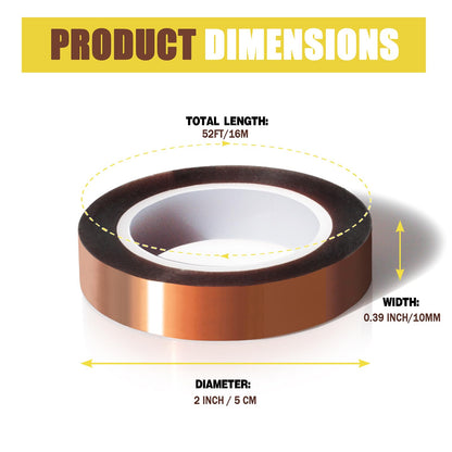 2 Rolls 10mm x16m(52FT) Heat Tape High Temperature Heat Resistant Tape Heat Transfer Tape for Heat Sublimation Press Vinyl,No Residue