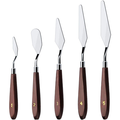 Cake Cream Spatula 5 Pieces/Set Stainless Steel Frosting Baking Pastry Tool Mixing Set Cake Icing Oil Painting Decorating Cream Toner Tool