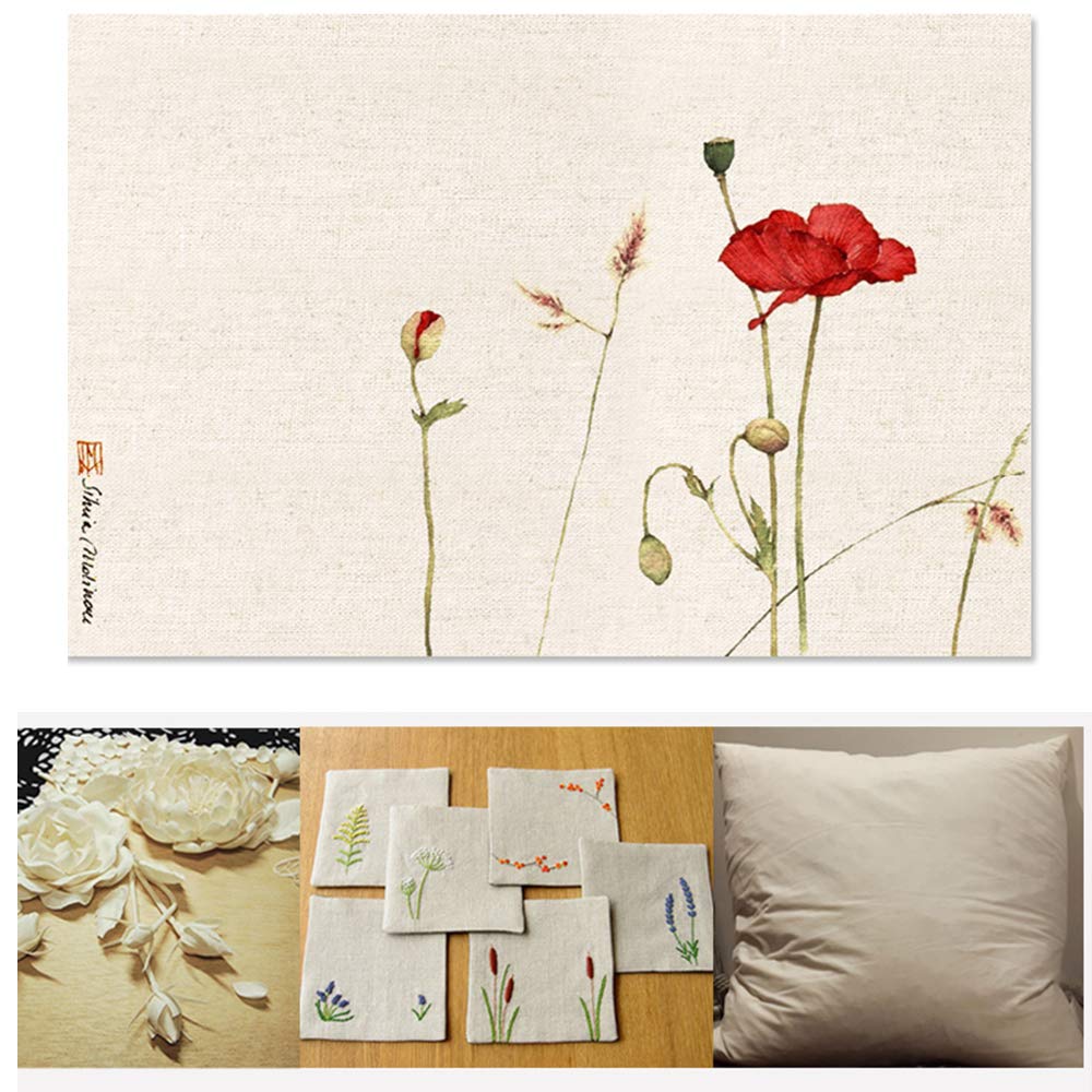 7 Pcs/Set Linen Needlework Fabric Solid Colour Cloth Garments Crafts Accessories Square Embroidery Cloth (50 * 50CM)