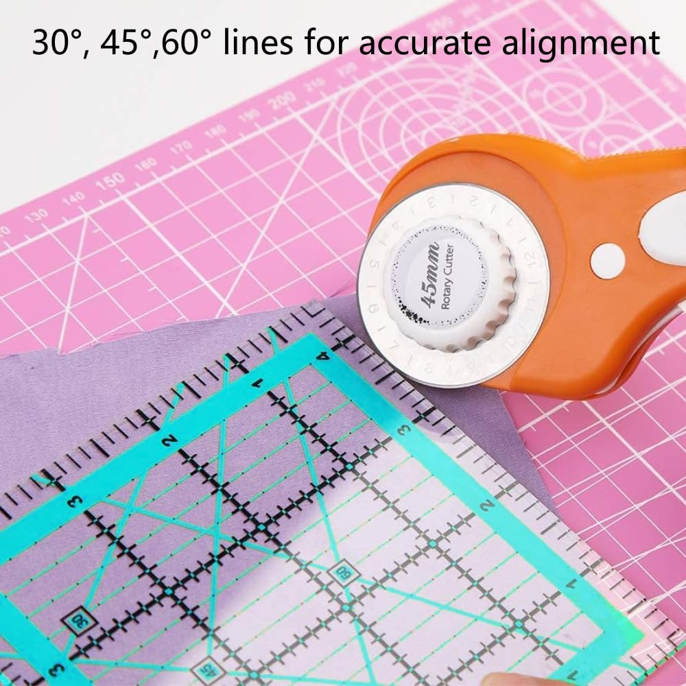 Quilting Rulers,4 Square Quilting Templates(4.5"X4.5", 6"X6", 9.5"X9.5", 12.5"X12.5"),Acrylic Fabric Cutting Ruler with Non-Slip Rings for Sewing