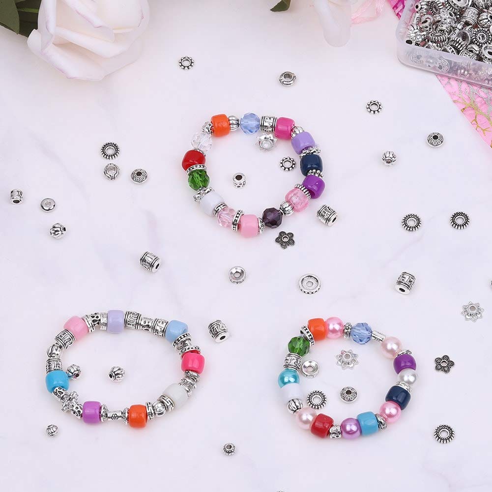 Metal Spacer Beads for Making Bracelet, Necklace, Jewelry Making and Findings Accessories, 900Pcs, Silver