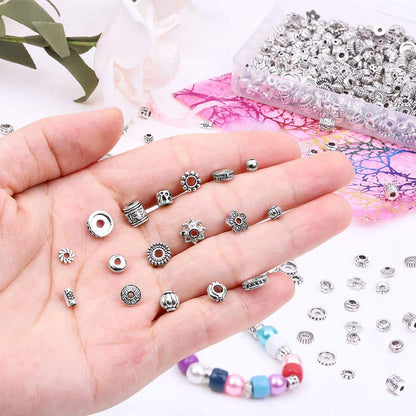 Metal Spacer Beads for Making Bracelet, Necklace, Jewelry Making and Findings Accessories, 900Pcs, Silver