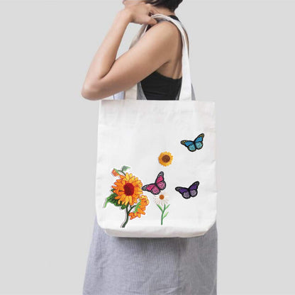 35 Pieces Embroidered Iron on Patch for Clothing, NNHOM only.Sunflowers Butterfly Iron On Patches Set,Large Size Cute Decoration Embroidered Patches Pack for Jeans,Bags, Clothing