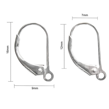 8pcs 925 Sterling Silver Leverback French Earring Hooks Silver Hypoallergenic Dangle Earwire Findings 16x9mm with Jump Rings for Jewelry Making