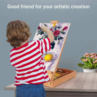 Tabletop Art Easel for Painting, Premium Wooden Sketchbox, Portable Desktop Painting Easel for Student Artist Beginner