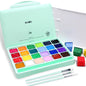 Gouache Paint Set, 24 Colors x 30ml Unique Jelly Cup Design with 3 Paint Brushes and a Palette in a Carrying Case, Non-Toxic Gouache Paint Perfect for Artists, Students(Green)