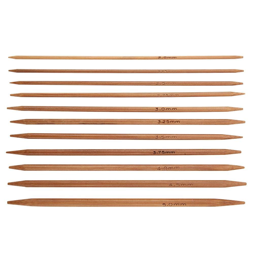 55pcs/Set Knitting Needles Kit Carbonized Bamboo Double Pointed Needles Set in 11 Sizes 13cm/5.1in (2.0mm-5.0mm)