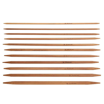 55pcs/Set Knitting Needles Kit Carbonized Bamboo Double Pointed Needles Set in 11 Sizes 13cm/5.1in (2.0mm-5.0mm)