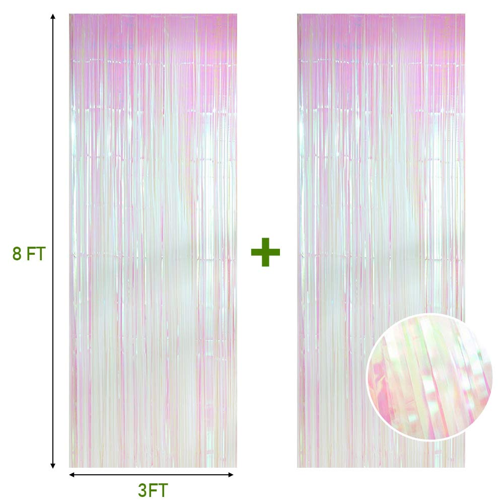 2 Pack Photo Booth Backdrop 3FT x 8FT Foil Curtain Tinsel Backdrop Environmental Background Party Streamers for Birthday Wedding Graduation Valentines Halloween Christmas Decorations