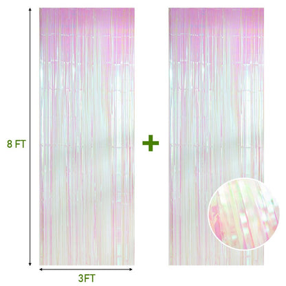 2 Pack Photo Booth Backdrop 3FT x 8FT Foil Curtain Tinsel Backdrop Environmental Background Party Streamers for Birthday Wedding Graduation Valentines Halloween Christmas Decorations