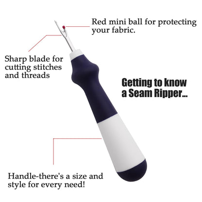 3 Pieces Ergonomic Grip Seam Ripper, Colorful Large Thread Remover for Sewing Crafting Removing Embroidery Hems and Seams