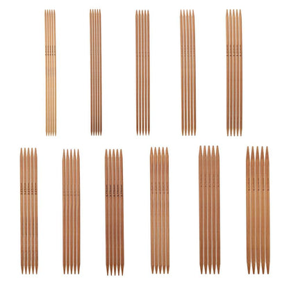 55pcs/Set Knitting Needles Kit Carbonized Bamboo Double Pointed Needles Set in 11 Sizes 13cm/5.1in (2.0mm-5.0mm)
