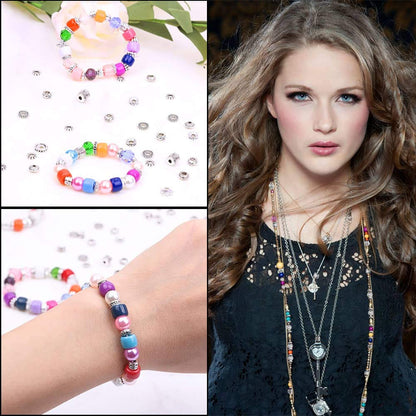 Metal Spacer Beads for Making Bracelet, Necklace, Jewelry Making and Findings Accessories, 900Pcs, Silver