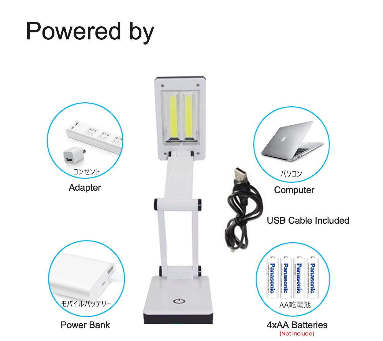 [New Version] Super Bright COB LED Portable Desk Lamp Travel Lamp :Foldable, Touch Sensitive Control, 3 Adjustable Brightness Levels, Battery and USB Powered