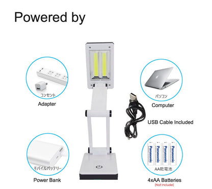 [New Version] Super Bright COB LED Portable Desk Lamp Travel Lamp :Foldable, Touch Sensitive Control, 3 Adjustable Brightness Levels, Battery and USB Powered