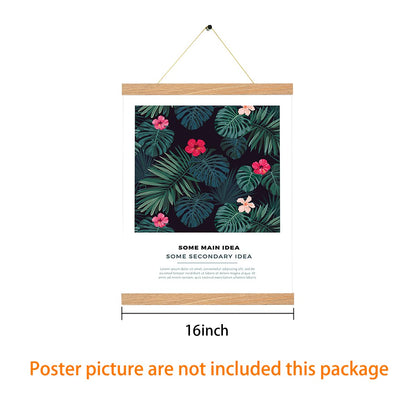 Magnetic Poster Hanger Frame In Pine Color 3 pack, 16x24 16x20 16x16 Wooden Hanging Kit for Walls Map Canvas Artwork, 16 inchx3pcs