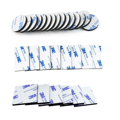 Double Sided Foam Tape Strong Pad Mounting,Black Self-Adhesive Tape Include Square Round and Rectangular(60Pcs)