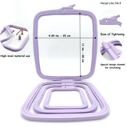 Lila Plastic Square Embroidery Hoop, Cross Stitch Hoops, Punch Needle Hoop No:4 Large