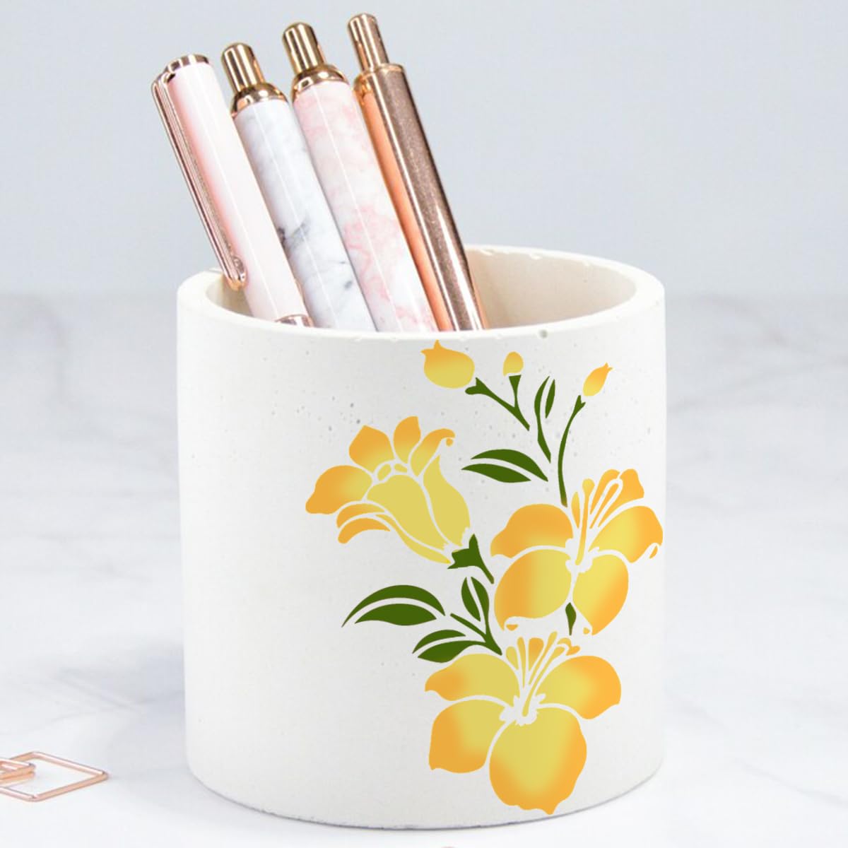 Reusable 36-Piece Flower Stencils for Painting (3x4), DIY Floral Stencils for Wood & Wall