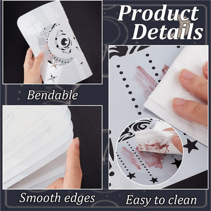 9PCS/Set Sun Moon Wall Stencils for Painting 12x8 Mandala Tile Stencil Large Flower Star Concrete Floor Stencils Reusable Drawing Template for Painting Wood Canvas Furniture Patio Home Decor