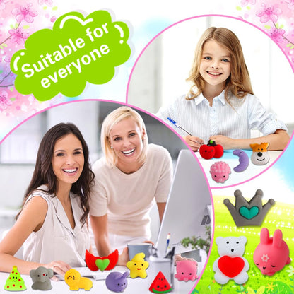 100 Pack Squishies Toys, Tiny Mochi Squishy Fidget Toys Random Bulk Party Favors for Kids 4- 8 8-12 Goodie Bag Pinata Stocking Stuffers Classroom Prizes Treasure Box Egg Fillers Girls