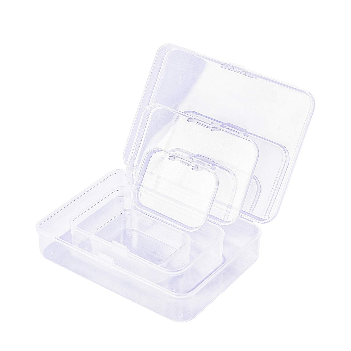 28 Pieces Mixed Sizes Rectangular Empty Mini Plastic Storage Containers with Lids for Small Items and Other Craft Projects (Clear)