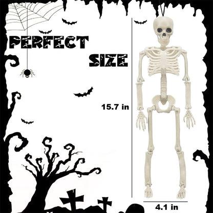 5 Packs Halloween Skeletons, 16" Halloween Full Body Skeleton with Posable Joints for Haunted House Graveyard Props Decor