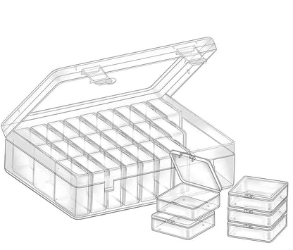 Bead Organizers Box 30Pcs Plastic Mini Clear Storage Cases with 1pcs Hinged Lid Rectangle Case, forJewelry Beading diamond painting Crafts Screws Small Parts of Containers