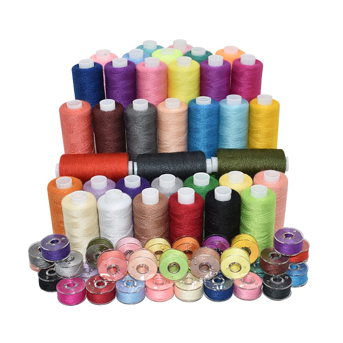 72Pcs 36 Colors Sewing Thread Set with Matching Prewound Bobbin Threads and Case, 550 Yards per Polyester Thread, Popular Colors for Hand & Machine Sewing