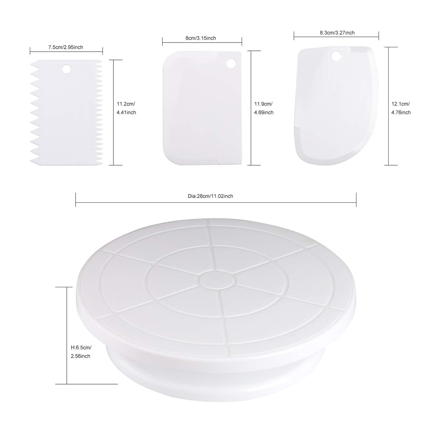 Cake Decorating Turntable,Cake Decorating Supplies with Decorating Comb/Icing Smoother(3pcs),2 Icing Spatula with Sided & Angled …