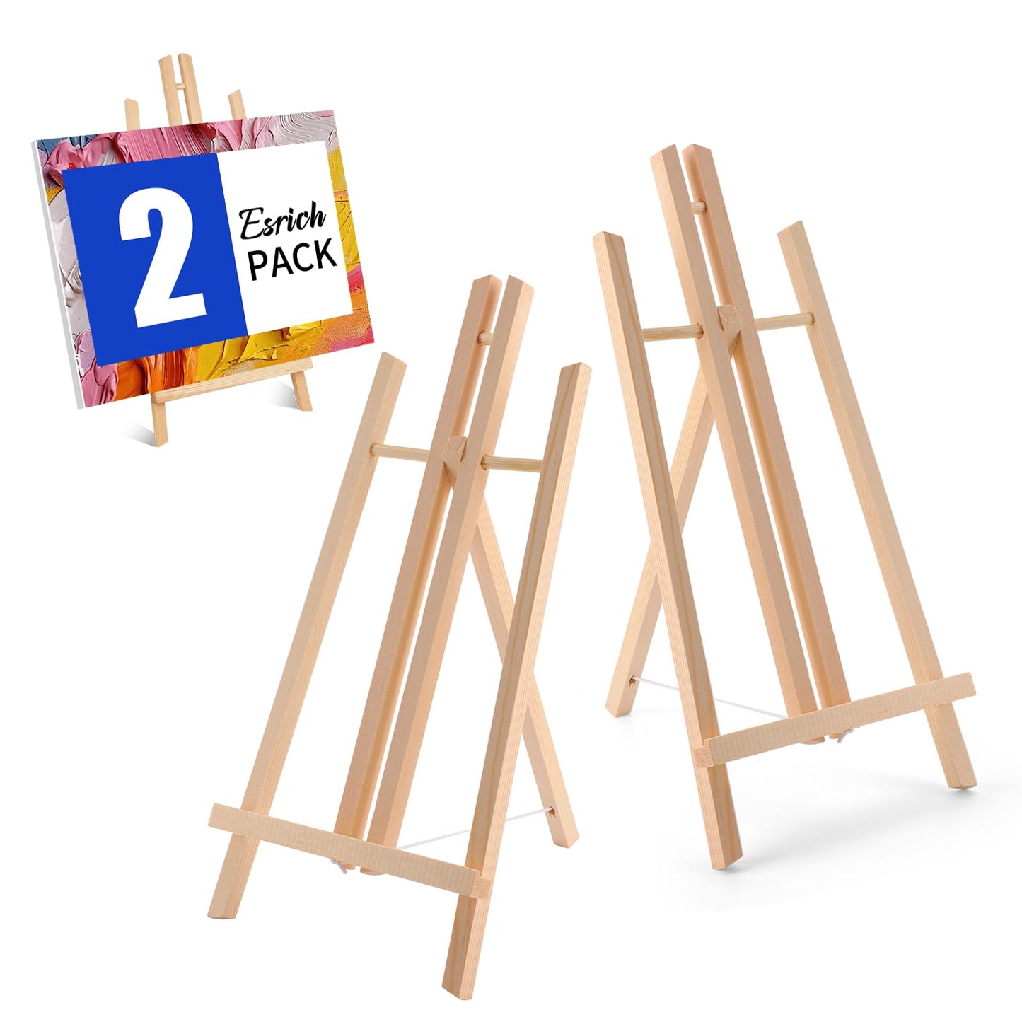 2Pack16in Tabletop Easel,Tabletop Easel for Painting Party, Wooden Tabletop Display Easels,Painting Easel for Displaying Canvases, Photos, Display Tripod Holder Stand for Students Kids