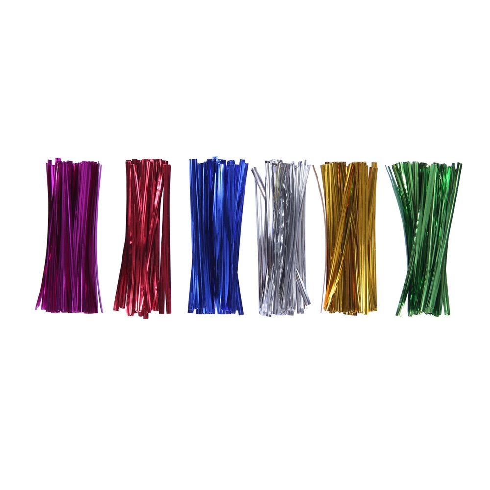 200 Treat Bags 3x4 with 200 Twist Ties 4" 6 Mix Colors - 1.4 mils Thickness OPP Plastic Bags for Lollipop Candy Cake Pop Chocolate Cookie Wrapping Buffet