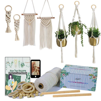 Easy Macrame Kits for Adults Beginners Supplier Wood Beads,Rings,Wooden Dowel for Macrame Plant Hangers,Macrame Wall Hanging with Instruction for Macrame Starters