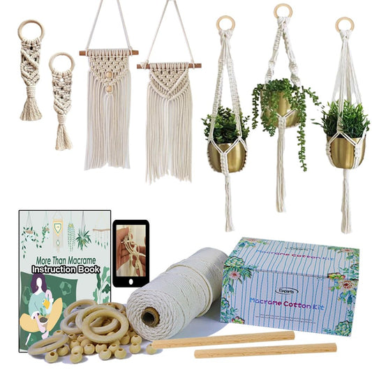 Easy Macrame Kits for Adults Beginners Supplier Wood Beads,Rings,Wooden Dowel for Macrame Plant Hangers,Macrame Wall Hanging with Instruction for Macrame Starters