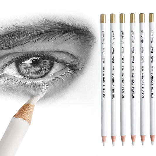 Pencil Set for Artists - Wooden Sketch Eraser Pen for Charcoal Drawings, Professional Highlight Painting for Sketching, Revise Erasing Details for Students Limner