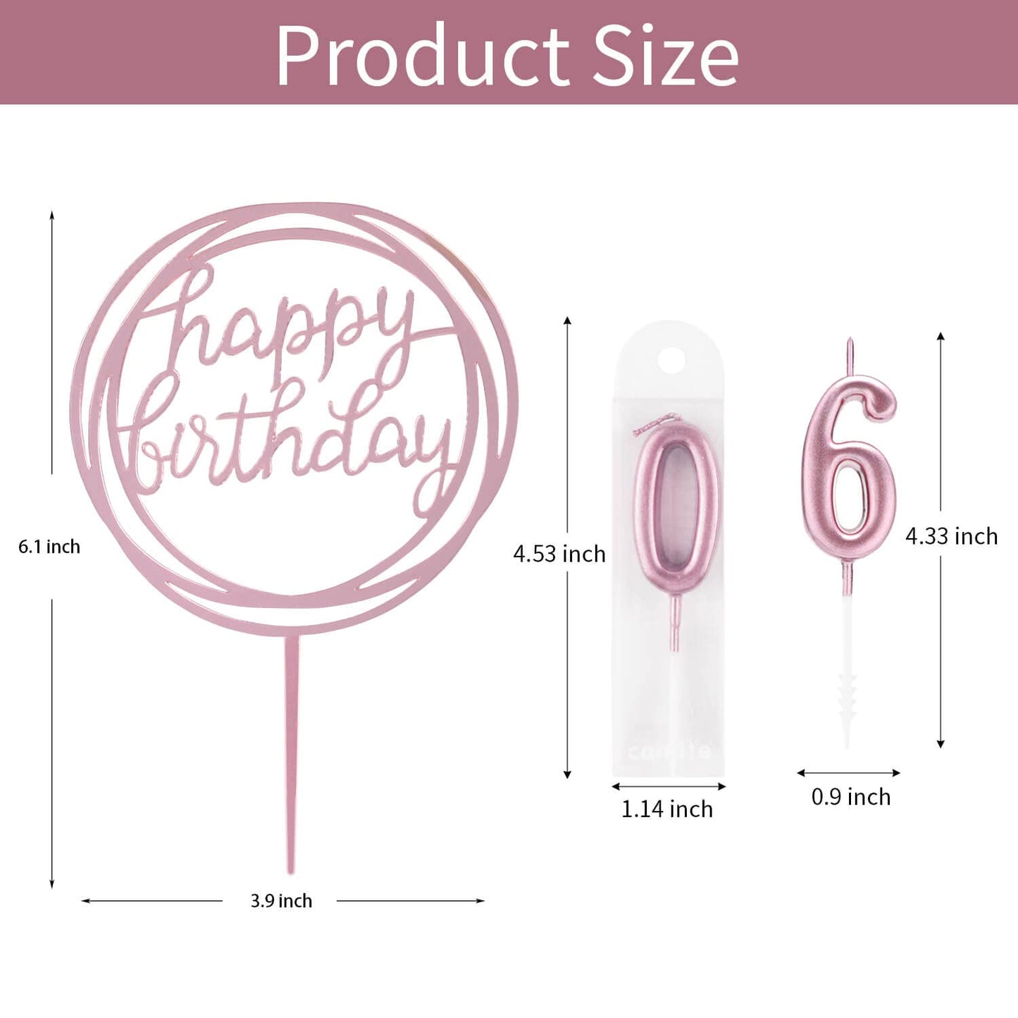 10-Piece Number Candles - Rose Gold, Glitter Cake Toppers for Wedding or Birthday Cakes