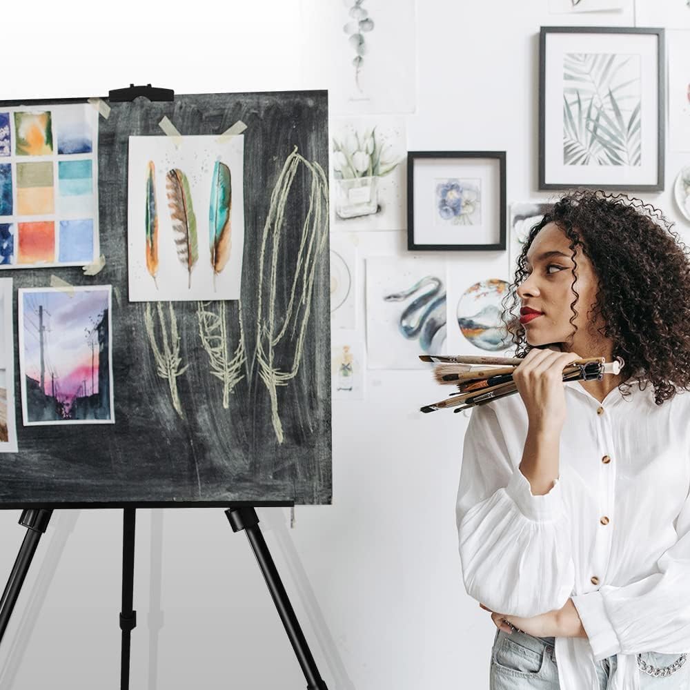 Easel Stand for Sign and Painting: Art Portable Adjustable Metal Tripod Easels for Display Height from 17 to 66 Inch -Canvas Stand for Table-Top/Floor Paint for Artists Adult Holder or Teen