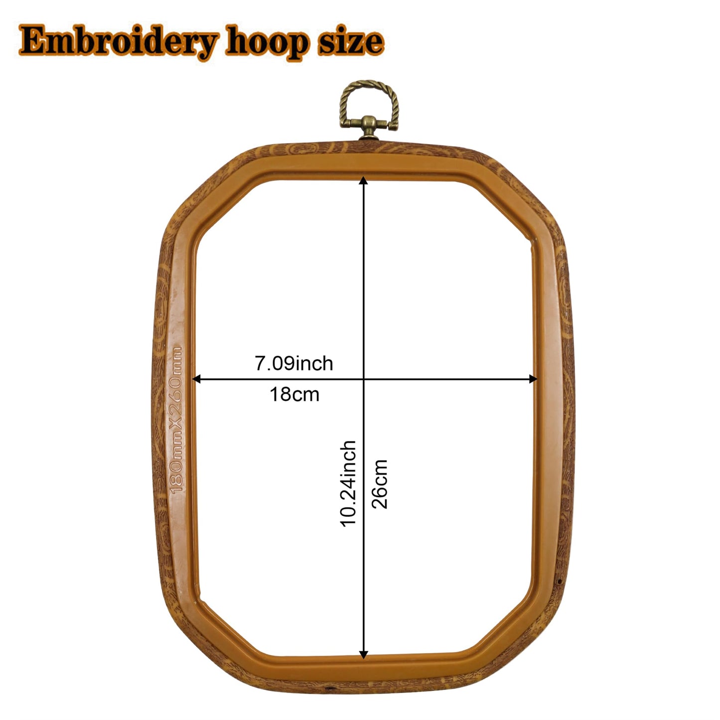 Resin Decorative Embroidery Hoop - 3 Pieces 10*7 inch Cross Stitch Hoops Set, Resin Embroidery Frame for Display Sewing Craft Hanging Ornament (Imitation Wood)